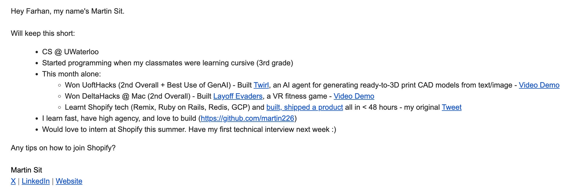 Cold email screenshot